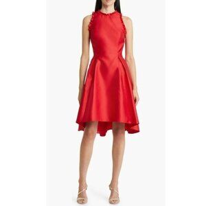 New Adrianna Papell Ruffle Pleat Sleeveless Cocktail Dress in Red 8